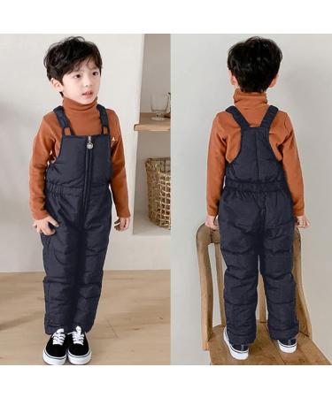 Kids Thermal Ski Bib Pants | Insulated Snow Overalls for Boys & Girls | Waterproof & Windproof | Black 4T - Buy Online on GoSupps.com