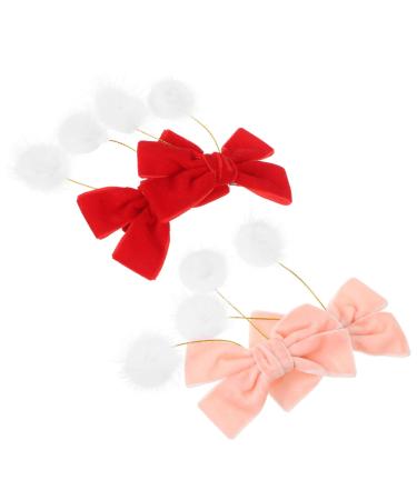 FRCOLOR 2 Pairs Bow Hairpin Bow Hair Clips Holiday Hair Clips Bows for Hair Holiday Hair Grip Hair Pins with Bows Hair Accessories for Girls Toddler Christmas Socks Small Bow Fabric