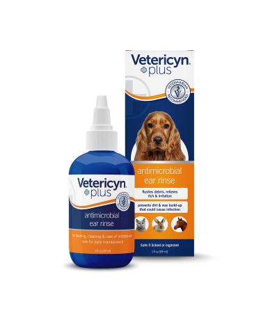 Vetericyn All Animal Ear Rinse. Non-Toxic Ear Cleaning Solution for Dogs, Cats, and All Animals. Alleviate Itch and Irritation, Remove Odor, and Reduce Wax Buildup Safely. 3-ounce