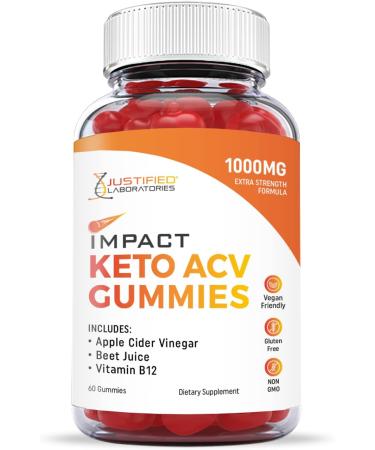 Justified Laboratories Impact Keto ACV Gummies 1000MG with Pomegranate Juice, Beet Root & B12 - 60 Gummies - Buy Online on GoSupps.com