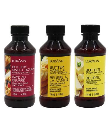 LorAnn Bakery Emulsion 3 pack - Buttery Sweet Dough, Butter Vanilla and Butter - 4 ounce bottles - Buy Online on GoSupps.com