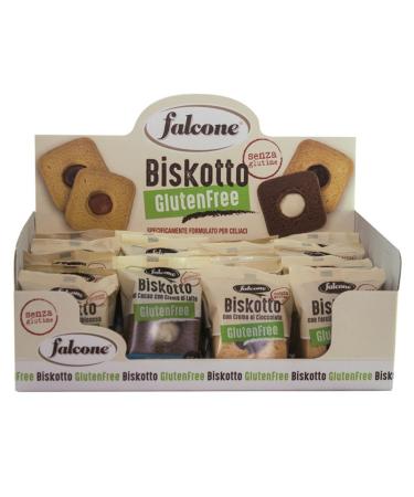 Falcone | Biskotto | Assorted Gluten-Free Biscuit Box | 24 Gluten-Free Biscuits: Cocoa Milk Cream Cherry and Apricot Flavors - 1320 g