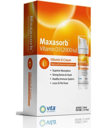 Maxasorb Vitamin D3 2000 IU Cream: Safe & Effective for Psoriasis Relief - Premium Skin Therapy for Itchy, Scaly, Dry Skin on Body & Face - Buy Online on GoSupps.com
