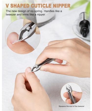 FVION 2-in-1 Cuticle Nipper & Pusher with Pouch - Matt Silver | Portable Cuticle Trimmer Tool - Buy Online on GoSupps.com
