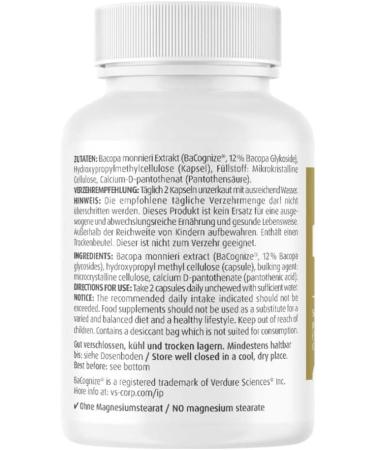 Buy Bacopa Monnieri Brahmi 150 mg Capsules - 60 pcs for Enhanced Memory & Focus - Fast International Shipping - Buy Online on GoSupps.com
