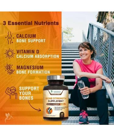 Bone Strength Support: Calcium, Vitamin D3, Magnesium - 1425mg (120 Capsules) - Buy Online on GoSupps.com