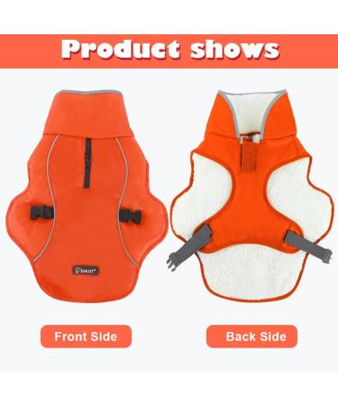 EMUST Waterproof Winter Dog Coat with Warm Fleece Lining | Orange | X-Large (S-3XL) - Buy Online on GoSupps.com