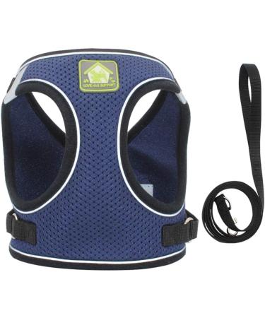 Femax Adjustable No-Pull Dog Harness with Leash for Small & Medium Dogs | Breathable Mesh Vest for Chihuahuas & Cats - Navy Blue - Buy Online on GoSupps.com