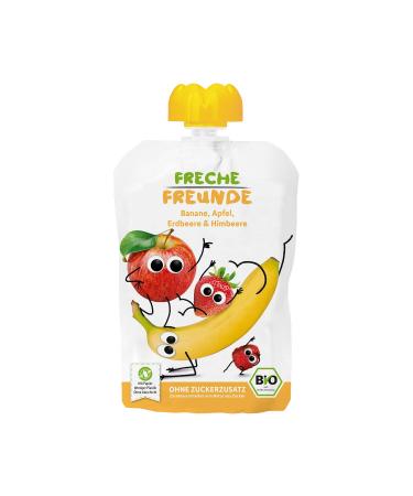 Freche Freunde Organic Quetschie "100% Banana Apple & Raspberry" pack of 6 (6 x 100 g)