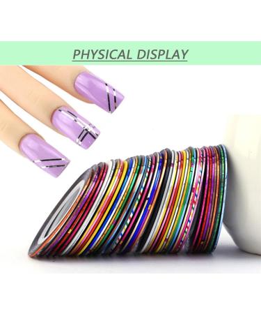46 Rolls Nail Art Stripes Tape - Yutou Self-Adhesive Glitter Line Stickers for DIY Nail Decoration with 2 Nail Strap Donors - Buy Online on GoSupps.com