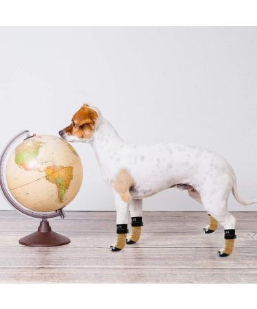 Pupeck Double-Sided Anti-Slip Dog Socks - 2 Pairs with Adjustable Straps for Indoor Use | Summer Paw Protection for Medium Dogs | Traction Control on Hardwood Floors - Khaki - Buy Online on GoSupps.com