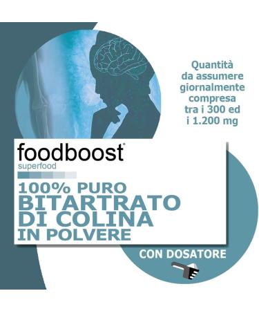  foodboost Choline Bitartrate 250g powder - Promotes the maintenance of normal liver function focus physical endurance - Buy Online on GoSupps.com