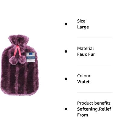VIROSA Large 2L Hot Water Bottle with Premium Cozy Fluffy Cover - Relief from Back, Neck, and Leg Pain/Cramps (Violet) - Buy Online on GoSupps.com