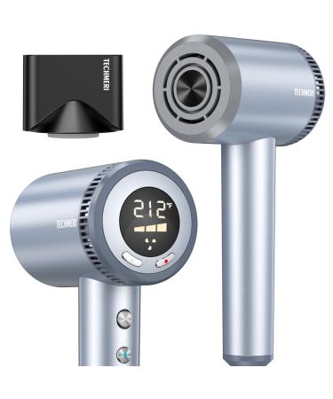 TECHMERI Hair Dryer Professional Ionic Hair Blow Dryer 110 000 RPM High-Speed Blow Dryer for Fast Drying Lightweight Travel Hairdryer for Women with Nozzle Thermo-Control LED Display