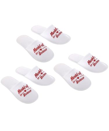 Amosfun 3 pairs disposable maid slippers cloth wedding slippers wedding party red maid of honor slippers pajama party disposable slippers for women disposable slippers 27x10cm red