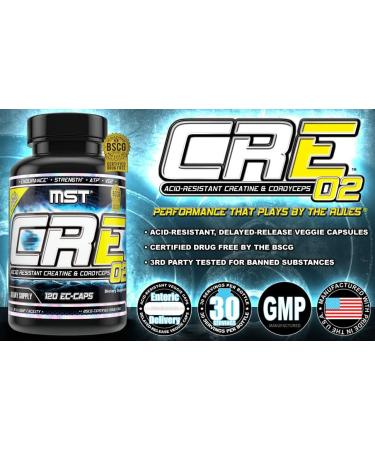 MST CRE O2 - Acid Resistant Dual Action ATP Supplement with Cordyceps & Rhodiola | Stomach Stable Creatine - 120 V-Caps | BSCG Certified Drug Free by Millennium Sport Tech - Buy Online on GoSupps.com