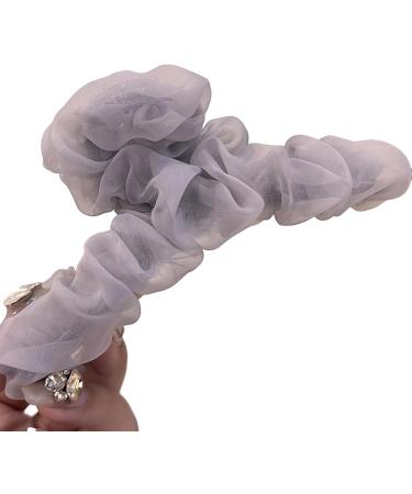 Korean Style Hair Claw Crossing Teeth Spring Design Pleated Mesh Yarn Decor Large Hair Clip Hair Accessories Big Hair Clip Pink - Buy Online on GoSupps.com