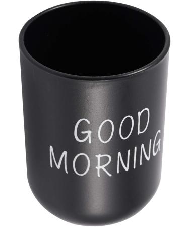 Sunroot Home Bathroom Toothbrush Holder & Toothpaste Mug - Round PP Drinking Glass for Travel & Camping - Black - Buy Online on GoSupps.com
