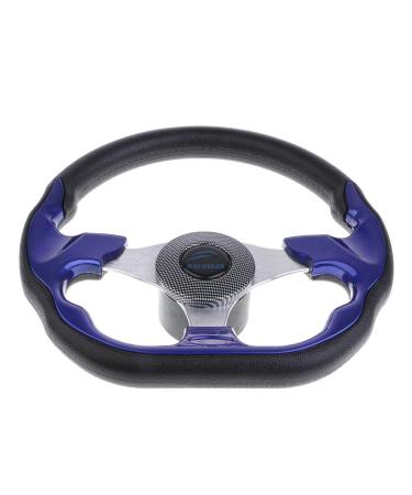 Homyl Replacement 320mm Battle Style Aluminum Marine Sport Pontoon Boat Steering Wheel & Soft Foam Grip Blue