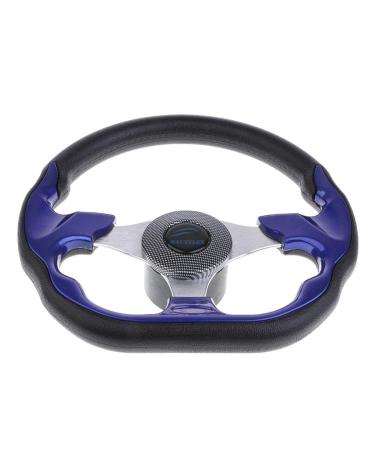 Homyl Replacement 320mm Battle Style Aluminum Marine Sport Pontoon Boat Steering Wheel & Soft Foam Grip Blue