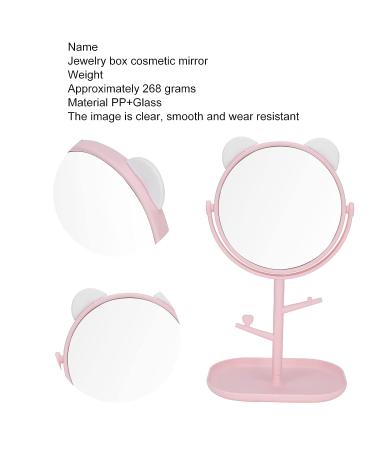 Cat Ear Makeup Mirror with Adjustable Stand - Pink | Vanity Mirror with Jewelry Storage for Home & Salon - Buy Online on GoSupps.com