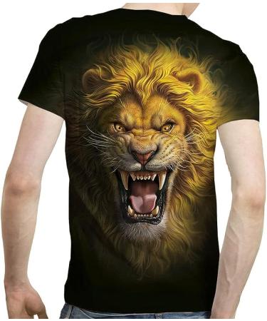 Angry Lion 3D Print Graphic Tee Men's T-Shirt | Sizes S-3XL - Buy Online on GoSupps.com