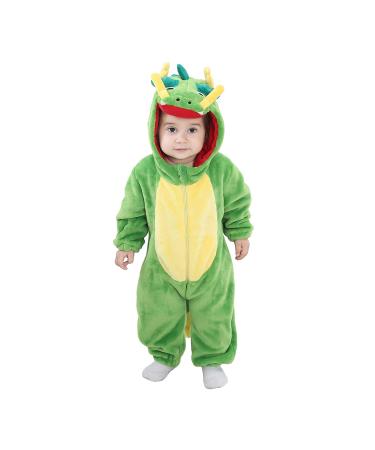 Doladola Unisex Baby Hooded Cartoon Animal Romper Toddler's Jumpsuit Baby's Outfit Infant's Pajama 6-12 Months Dragon