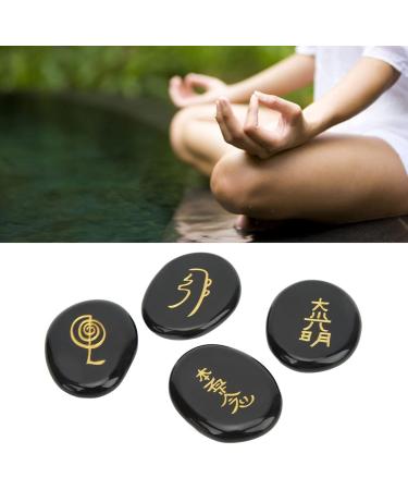 4 Pieces Reiki Symbols Smoother Surfaces Engraved Reiki Stones for Home Decoration Meditation Ornament (Black) Schwarz - Buy Online on GoSupps.com