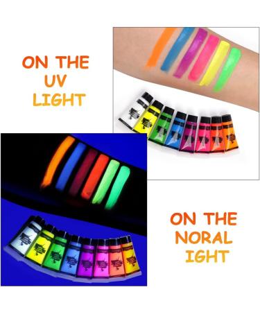 AOOWU UV Glow Face Body Paint Set - 8 Neon Colors | Non-Toxic Fluorescent Paint Kit for Halloween Party | Includes Palette & Brushes - for Adults & Kids - Buy Online on GoSupps.com