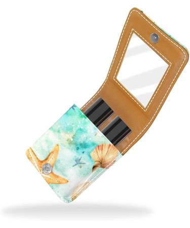 Travel Lipstick Organizer Case - Portable Makeup Bag with Mirror | Colorful Shell Art Pattern | Shop Now - Buy Online on GoSupps.com