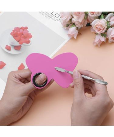 LEORX Butterfly Stainless Steel Makeup Plate with Spatula Tool - Pink - Buy Online on GoSupps.com