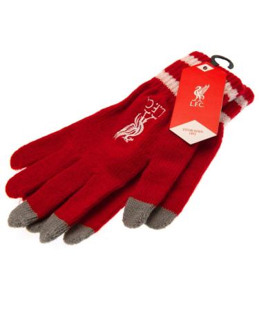 EPL Liverpool FC Adult Knitted Gloves Touchscreen Compatible Authentic Red Red/Outing Solids (Getaway Solids)