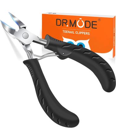 Toe Nail Clippers for Thick Nails - DRMODE Professional Podiatrist Large Nail Clippers Non-Slip Long Handle Toenail Clippers for Thick Toenails Sharp Curved Blade Nail Cutter for Men Senior