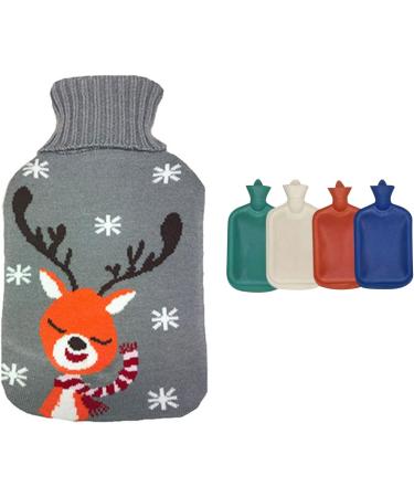 Kripyery 1000 ml Christmas Moose Pattern Hot Water Bottle - Ideal for Cold & Hot Compresses Perfect for Neck Shoulder Back Hands Legs & Waist Relief | International Shipping Available - Buy Online on GoSupps.com