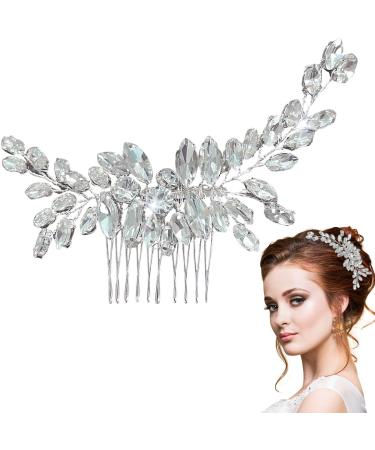 Crystal Bridal Hair Comb Bride Wedding Hair Comb Crystal Hair Vine Comb Bridal Hair Pieces Wedding Rhinestone Hair Side Comb Handmade Hair Accessories for Women and Girls Bride Wedding Headpieces