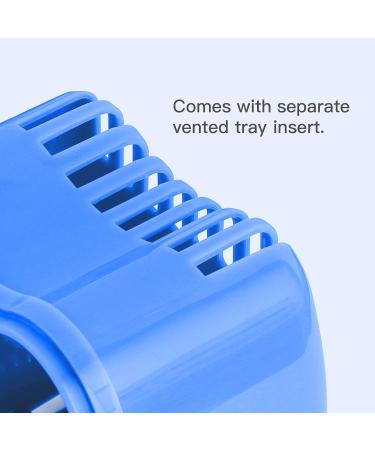 Denture Case Orthodontic Retainer Holder with Strainer & Lid (Blue) - Soaking Cup for Night Guard & Mouth Guard Cleaning - Buy Online on GoSupps.com