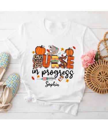 Personalized Nurse Shirt | Custom Name Fall Tee | Perfect Nurse Gifts from Family & Friends | Nurse in Progress Pumpkin Design - Buy Online on GoSupps.com