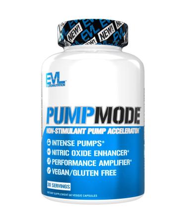 Evlution Nutrition Pump Mode Nitric Oxide Booster to Support Intense Pumps, Performance and Vascularity, 30 Servings (Capsules)