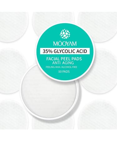 Glycolic Acid 35% Peel Pads with Vitamins B5, C & E - Anti-Aging Formula for Dark Spots, Acne, Fine Lines & Wrinkles - 50 Pads - Buy Online on GoSupps.com