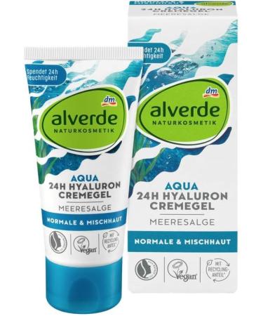 Alverde Aqua 24h Hyaluron Hydro cream gel marine algae for moisturizing for normal and combination skin 50 ml tube - Buy Online on GoSupps.com