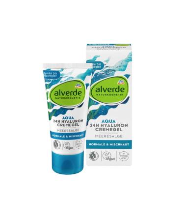 Alverde Aqua 24h Hyaluron Hydro cream gel marine algae for moisturizing for normal and combination skin 50 ml tube