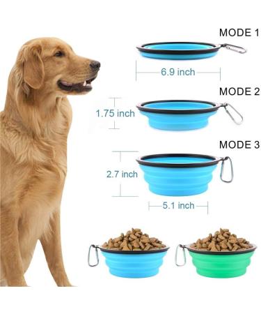 Buy Moacc 2-Piece Foldable Silicone Dog Bowl Set - Travel-Friendly Water & Feed Bowls for Dogs & Cats (1000ml) - Light Blue & Light Green - Buy Online on GoSupps.com