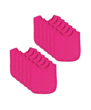 Royal Icon Baby Bibs 0-6 Months & 6-12 Months 100% Organic Cotton Hook and Loop Baby Feeding Bibs - Soft Absorbent Baby Bib - Adorable baby weaning bib For Toddler Boys and Girls Set of 3/6 /12Pc 12 x Fuchsia
