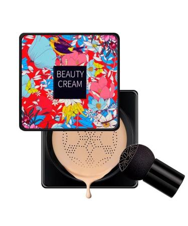 PICKX Mushroom Head Air Cushion BB Cream Concealer Lasting Nude Makeup Moisturizing Brightening Pigment CC Liquid Foundation Even Skin Tone Makeup Base Primer (C-lvory)