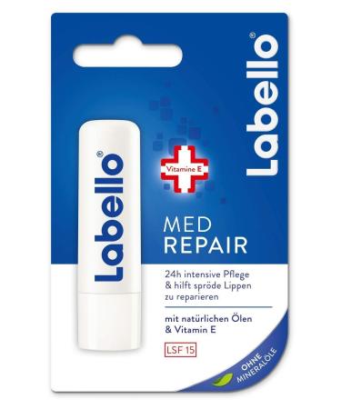Labello Med Repair in a 1 -pack (1 x 4.8 g) lip care stick with sun protection (LSF 15) and vitamin E for intensive lip protection lip care without mineral oils 1 4.8 g (1 Pack)