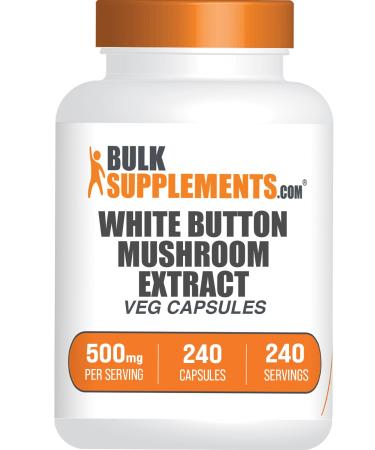 BulkSupplements.com White Button Mushroom Capsules - Mushroom Supplement Agaricus Mushroom Capsules - White Button Mushroom Extract Vegan 240 Count (Pack of 1)