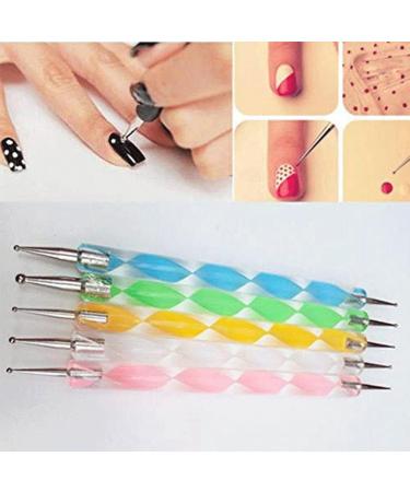 5X Colorful 2 Way Dotting Pen Tool Nail Art Tip Dot Paint Manicure KitNice Design - Buy Online on GoSupps.com