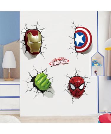 Superhero Spiderman Hulk Shield 3D Wall Stickers - Bedroom & Living Room Wall Decor - Buy Online on GoSupps.com