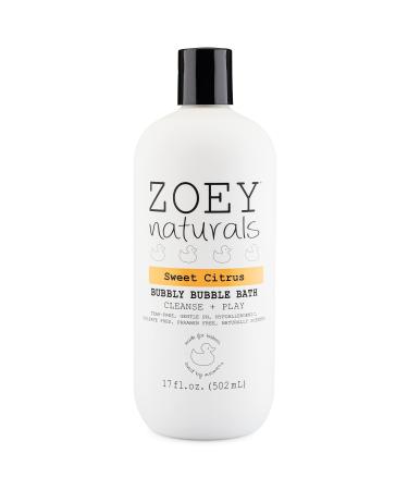 Zoey Naturals - Sweet Citrus Bubbly Bubble Bath for Kids  Tear-Free  with Moisturizing Aloe and Avocado Oil  Made in USA