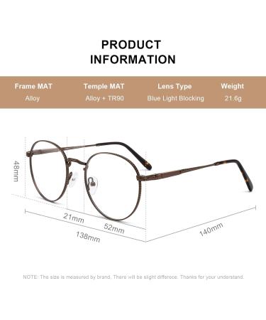 Round Reading Glasses for Women & Men | Vintage Retro Blue Light Blocking | 2.0x Computer Readers - Stylish & Comfortable - Buy Online on GoSupps.com